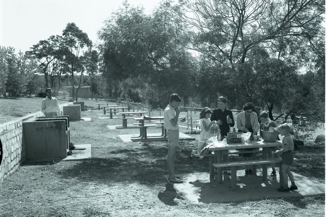 Old picnic shelters